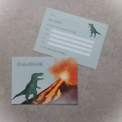 Einladungskarten "Vulkansteingrün" Dino Party Kindergeburtstag Kinder Einladungskarten