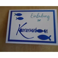 Einladungskarten|Nachtkarten Einladungskarten zur Kommunion Einladungskarte Fisch Einladung Einladungen Mädchen Junge Grußkarte Klappkarte