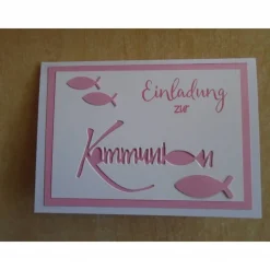 Sale Einladungskarten zur Kommunion Einladungskarte Fisch Einladung Einladungen Mädchen Junge Grußkarte Klappkarte Rosa Einladungskarten