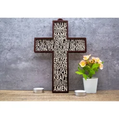 New Einzigartige Holz-Kreuze mit "Vater Unser" – Zeitloses religiöses Kunstwerk für dein Zuhause Dekoration