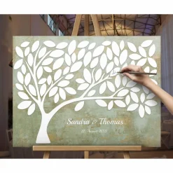 Hochzeitsgästebuch|CristalPainting Einzigartiges Gästebuch Hochzeit Leinwand Hochzeitsbaum, individuell & kreativ zeitloser personalisiert