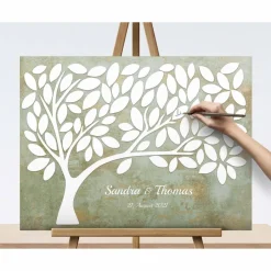 Hochzeitsgästebuch|CristalPainting Einzigartiges Gästebuch Hochzeit Leinwand Hochzeitsbaum, individuell & kreativ zeitloser personalisiert
