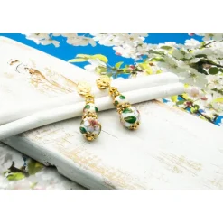 Brautschmuck|KirLaagreen Elegante Ohrstecker, goldfarben, weiß, Metallperlen, Ohrringe, handgemachter Unikatschmuck, Geschenkidee