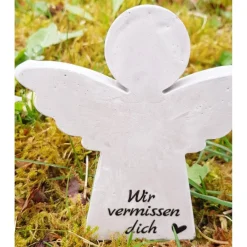 Best Engel aus Beton mit Schriftzug Grabschmuck Trauer Gedenken Vermissen Gedenkstein Erinnerung Gedenksteine