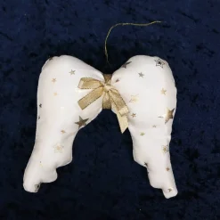 New Engelsflügel mit goldfarbener Schleife,  bedruckt mit goldfarben Sternen Baumschmuck