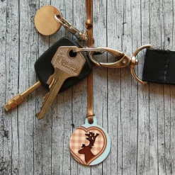 Accessoires|ZWEIFARBIG 2er Set Anhänger **Hirsche** von 3,2cm Glücksbringer Oktoberfest Schlüsselanhänger Geweih Herz