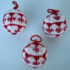 Baumschmuck|Hexenmasche 3er Set gestrickte Weihnachtsbaumkugeln
