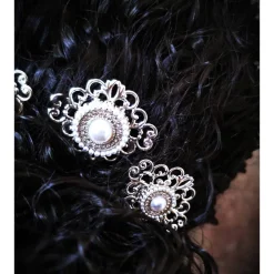 Hot 3er Set Haarkämme, silber-weiss Brautschmuck