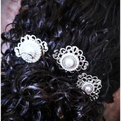 Hot 3er Set Haarkämme, silber-weiss Brautschmuck