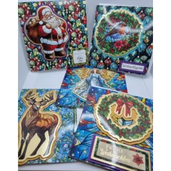 Weihnachtskarten|Tara24 5er Set handgefertigte Weihnachtskarten 15x15 cm mit Umschlägen – verschiedene Motive