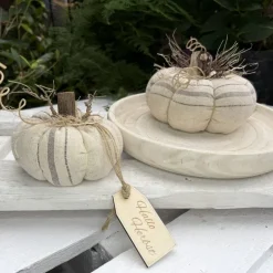 Online 2er Set Kürbisse aus Baumwolle in Beige – Handgemachte Herbstdeko Landhausstil Herbst