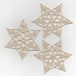 Baumschmuck|akkis-flinke-nadeln 5er Set naturfarbene Häkelsterne – handgefertigte Weihnachtsdeko & Baumbehang