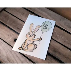 Sale 2er Set Osterkarte Hase mit Herz und Hase mit Luftballon Hochformat Printable DIY Osterkarten