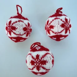 Baumschmuck|Hexenmasche 3er Set umstrickte Weihnachtsbaumkugeln