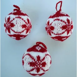 Baumschmuck|Hexenmasche 3er Set umstrickte Weihnachtsbaumkugeln
