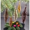 5er Set Zapfen Braun- und Goldtöne glänzend, Christbaumschmuck Baumschmuck