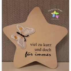 Outlet Erinnerung an ein Sternenkind, Geschenk für Sterneneltern, individuelle gestaltetes Trauergeschenk, Naturholz Stern Mutmacher