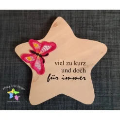 Outlet Erinnerung an ein Sternenkind, Geschenk für Sterneneltern, individuelle gestaltetes Trauergeschenk, Naturholz Stern Mutmacher