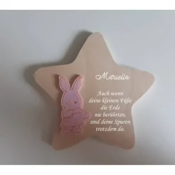 Outlet Erinnerung an ein Sternenkind, Geschenk für Sterneneltern, individuelle gestaltetes Trauergeschenk, Naturholz Stern Mutmacher