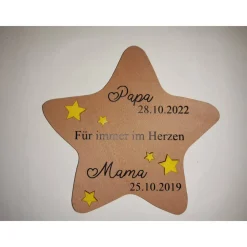 Clearance Erinnerung an Mama/Papa oder andere Verstorbene, Geschenk für Angehörige, individuelles Trauergeschenk, Stern aus Holz, Mutmacher