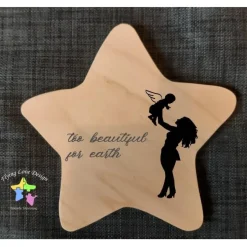 Best Erinnerung an Sternenkind, Verstorbene, Geschenk für Angehörige, Stern aus Holz für Mama Papa Oma Opa, Anstatt Trauerka Mutmacher