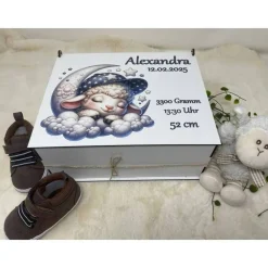 Best Erinnerungsbox für Baby, Erinnerungskiste, personalisierte Erinnerungskiste, Baby Geschenk personalisiert Schaaf Geschenke
