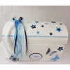 Best Erinnerungsbox Truhe zur Geburt - Taufe in blau mit Perle Geschenke