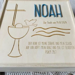 Best Erinnerungsbox zur Taufe aus Holz – 20x20 cm – mit Name, Datum, Motiv und Taufspruch Geschenke