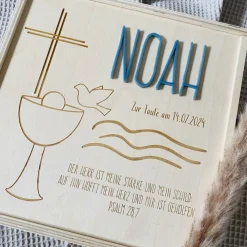 Best Erinnerungsbox zur Taufe aus Holz – 20x20 cm – mit Name, Datum, Motiv und Taufspruch Geschenke