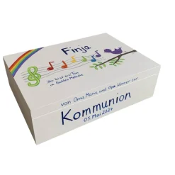 Discount Erinnerungskiste „Du bist ein Ton in Gottes Melodie“ – Personalisierte Holzkiste zur Taufe, Geburt & Kommunion Geschenke