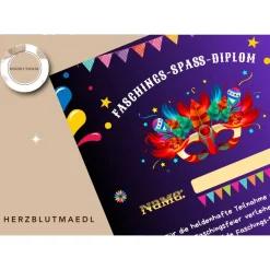 Clearance Faschingsurkunde für den Kinderfasching als Mitgebsel | Urkunde Fasching | A4 | Urkunden ausdrucken | Kinderparty | Deko