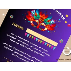 Clearance Faschingsurkunde für den Kinderfasching als Mitgebsel | Urkunde Fasching | A4 | Urkunden ausdrucken | Kinderparty | Deko