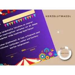 Clearance Faschingsurkunde für den Kinderfasching als Mitgebsel | Urkunde Fasching | A4 | Urkunden ausdrucken | Kinderparty | Deko