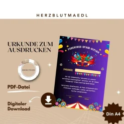 Clearance Faschingsurkunde für den Kinderfasching als Mitgebsel | Urkunde Fasching | A4 | Urkunden ausdrucken | Kinderparty | Deko