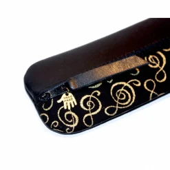 Online FEDERMÄPPCHEN Leder schwarz & Musik Notenschlüssel Federmäppchen