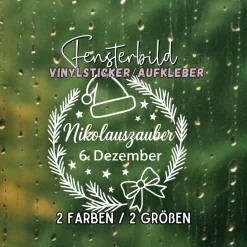 Sticker & Aufkleber|frickelfrieda Fensterbild Kranz Aufkleber 6.Dezember Nikolaustag | Winterzeit Deko Adventzeit und Nikolaus , Exklusiv