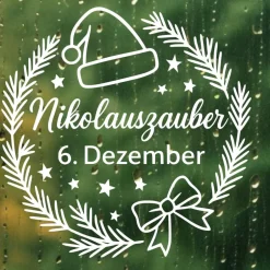 Sticker & Aufkleber|frickelfrieda Fensterbild Kranz Aufkleber 6.Dezember Nikolaustag | Winterzeit Deko Adventzeit und Nikolaus , Exklusiv