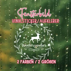 Best Fensterbild Kranz Aufkleber Winterzauber | Winterzeit Deko für Advent und Weihnachten, Exklusiv Sticker & Aufkleber