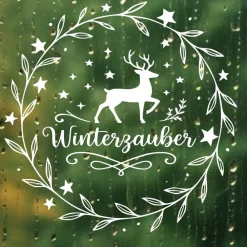 Best Fensterbild Kranz Aufkleber Winterzauber | Winterzeit Deko für Advent und Weihnachten, Exklusiv Sticker & Aufkleber