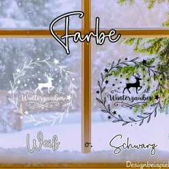 Best Fensterbild Kranz Aufkleber Winterzauber | Winterzeit Deko für Advent und Weihnachten, Exklusiv Sticker & Aufkleber