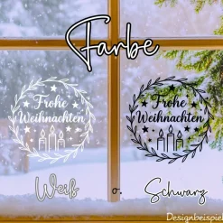 Hot Fensterbild Kranz Aufkleber Frohe Weihnachten Kerzen | Winterzeit Deko für Advent und Weihnachten, Exklusiv Sticker & Aufkleber
