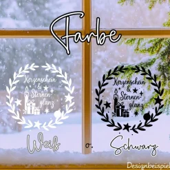 Fensterbild Kranz Aufkleber Kerzenschein & Sternenglanz  | Winterzeit Deko für Advent und Weihnachten, Exklusiv Sticker & Aufkleber