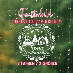 Discount Fensterbild Kranz Aufkleber Frohe Weihnachten | Winterzeit Deko für Advent und Weihnachten, Exklusiv Sticker & Aufkleber