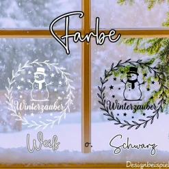 Sticker & Aufkleber|frickelfrieda Fensterbild Kranz Aufkleber Winterzauber Schneemann | Winterzeit Deko für Advent und Weihnachten, Exklusiv