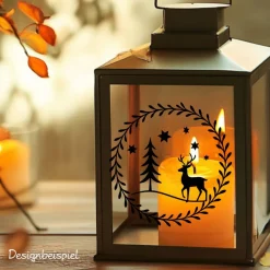 Online Fensterbild Skandi Stil minimalistischer Aufkleber Hirsch | Winterzeit Deko für Advent und Weihnachten, Exklusiv Sticker & Aufkleber