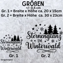 Online Fensterbild Sternenglanz im Winterwald Aufkleber | Winterzeit Deko für Advent und Weihnachten, Exklusiv Sticker & Aufkleber