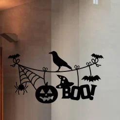 Deko Halloween|frickelfrieda Fensterdeko Halloween Fensterbild Grusel Boo Sticker für Oktober Dekofenster Halloweenparty Fensteraufkleber Spooky Deko
