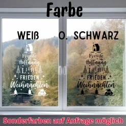 Best Fensterdeko WeihnachtsfriedenTannenbaum Schriftzug Fensterbild Weihnachtsdekoration 2 Farben 3 Grö&sz Sticker & Aufkleber