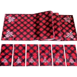 Online Festliche Bestecktaschen 6 Stück & Tischläufer Tannenbaum – Tischdeko Weihnachten & Winter Weihnachtsbaumdecken