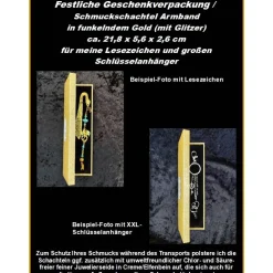 Festliche Geschenk-Verpackung 21,8x5,6x2,6cm f. Lesezeichen Schlüsselanhänger Gold Glitzer Schmuckschachtel Etui Armband Geschenkverpackungen